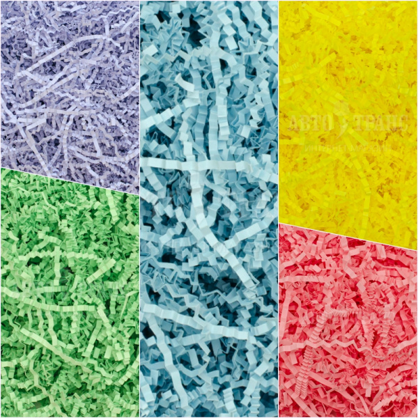 Бумажный наполнитель цветная стружка, 1 кг., 2-3 мм, 80 гр/м.кв