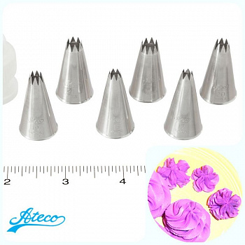 Кондитерская насадка открытая звезда №18 - 22, 32 Ateco | 7, 8, 9 лучей мини размер