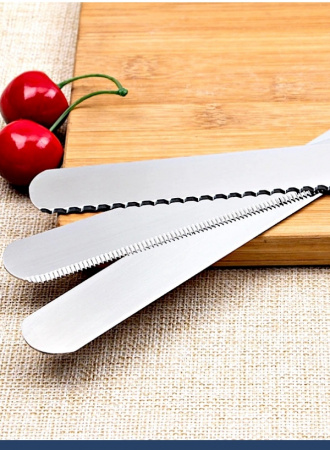 Нож 35 см мелкий зуб для бисквита, торта, хлеба + 2 держателя Эксперты Кухни