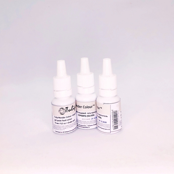 Краситель пищевой гелевый Tulip Wonder Colour | 15 мл. Серебряный Блестящий