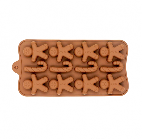Силиконовая мини-форма для шоколада-желе-мармелада 15 фигур Пряничный Человек 195*100*15 мм (Эконом)