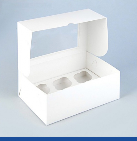 Коробка с окном для 6 капкейков 24*17*10 cм