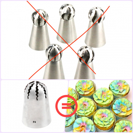 Кондитерские насадки F1, F2, F3, F4 | Большие закрытые розы (Эконом)