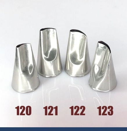 Кондитерские насадки лепесток розы изогнутый №120, 121, 122, 123 Tulip™ | набор 4 шт | средний размер Кондитерские насадки лепесток розы изогнутый №120, 121, 122, 123 Tulip™ | набор 4 шт | средний размер